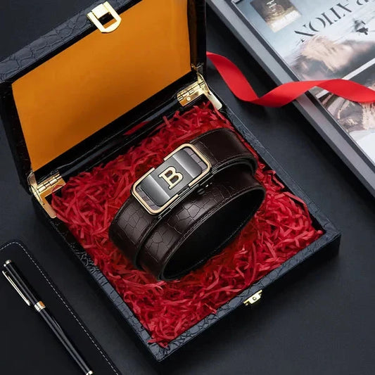 Men's Leather Automatic Buckle Belt _BUY 1 GET 1 FREE (Black & Brown) @ Just Rs.599/-
