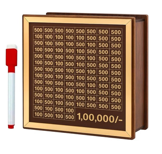 Money Saving Box for Kids and Adults | Wooden Money Bank with Lock | 1 Lakh Saving Box with Numbers | (Money Bank)