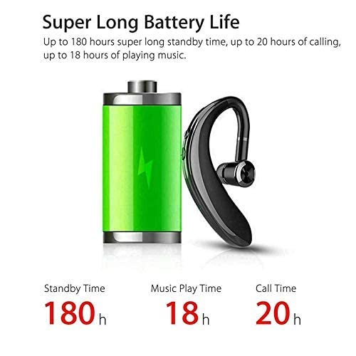 Mono Bluetooth Headset – Wireless Single-Ear Earpiece with Mic for Calls, Hands-Free Driving, Fast Charging, Lightweight & All Smartphone Compatibility