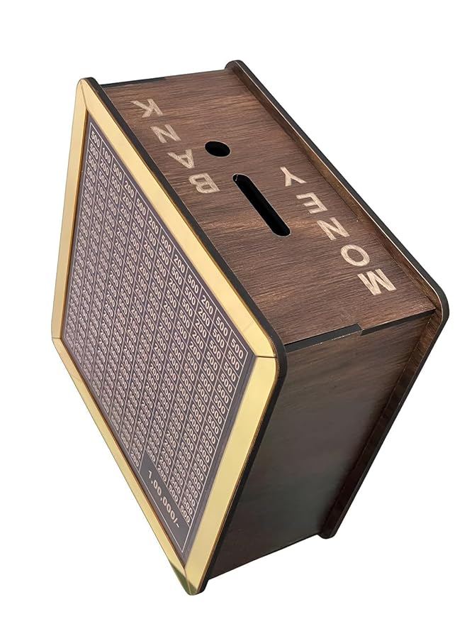 Money Saving Box for Kids and Adults | Wooden Money Bank with Lock | 1 Lakh Saving Box with Numbers | (Money Bank)