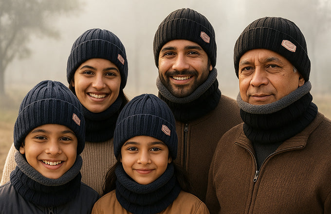 Woolen Cap with Neck Muffler Mens & Women New Monkey Cap Smooth Fur Winter Muffler