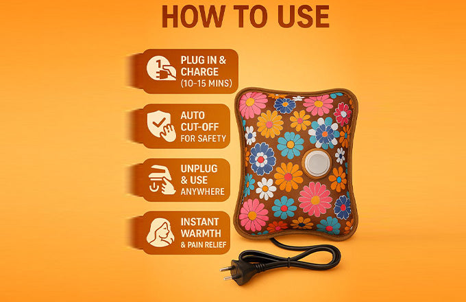 Electric Hot Water Bag with Pre-Filled Gel provides fast relief from period pain, muscle cramps, and joint stiffness. This 1L electric heating pad is safe, reusable, and easy to use—ideal for everyday warmth and comfort