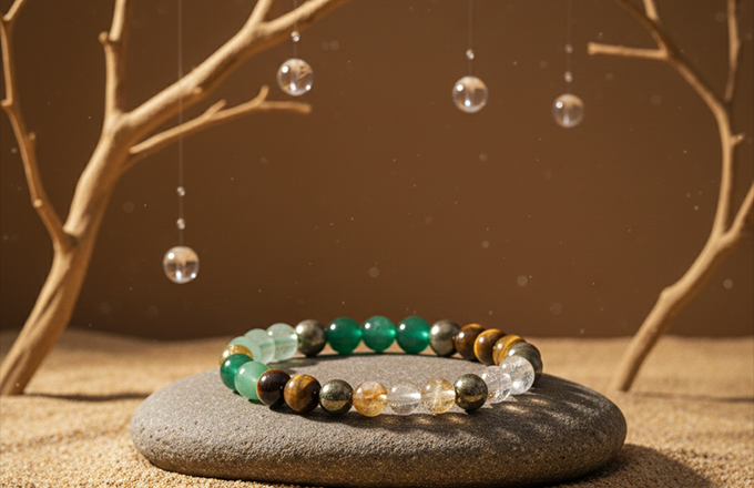Money Magnet Bracelet – Certified Healing Crystals for Wealth & Prosperity | Citrine, Pyrite & Green Aventurine | Attract Money, Good Luck & Abundance | Original Crystal Bracelet for Men & Women