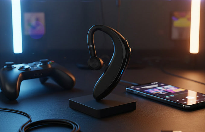 Mono Bluetooth Headset – Wireless Single-Ear Earpiece with Mic for Calls, Hands-Free Driving, Fast Charging, Lightweight & All Smartphone Compatibility