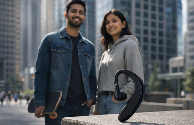 Mono Bluetooth Headset – Wireless Single-Ear Earpiece with Mic for Calls, Hands-Free Driving, Fast Charging, Lightweight & All Smartphone Compatibility